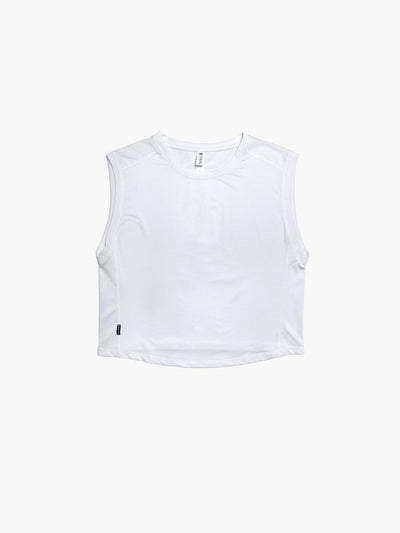 Strike Movement women’s Training Session Sleeveless Tee for running and training workouts in Classic White Chill Mesh