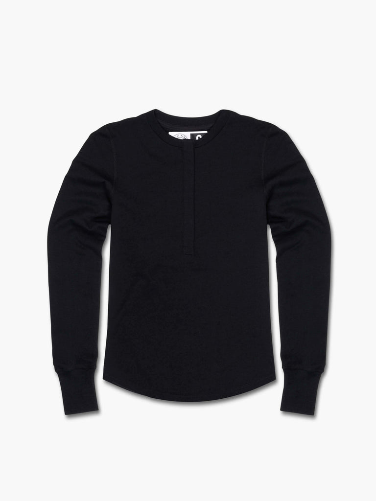 Women's Tech Wool Henley in Phantom Black